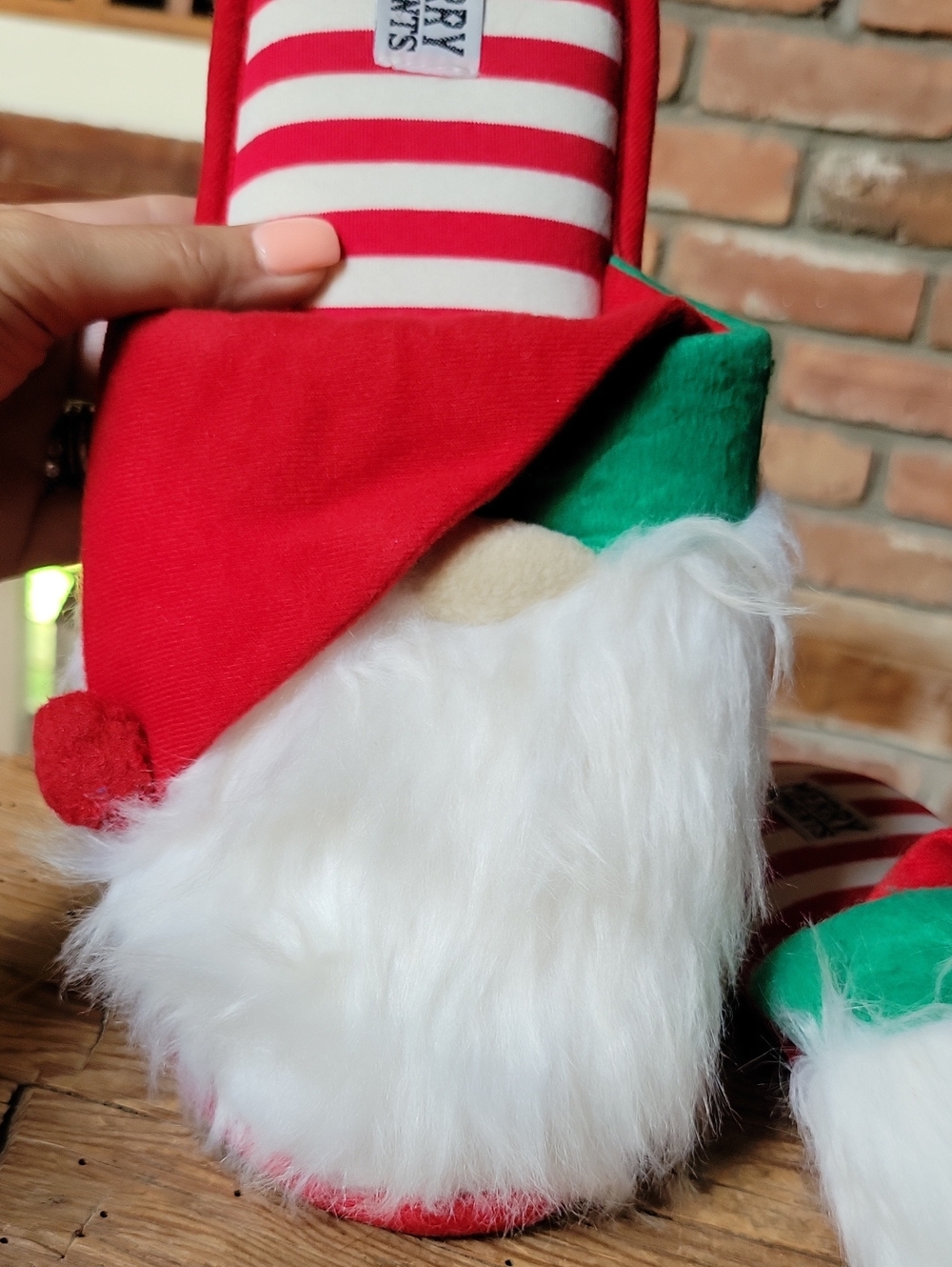 Christmas Plush Gnome Slippers - Red & White, Size 12